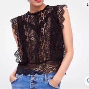 Zara XS lace crochet sleeveless blouse